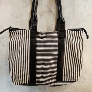 Striped Black and White Tote Bag